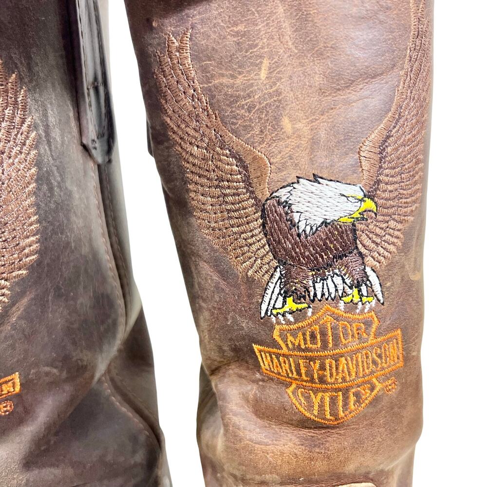 Harley Davidson Darren Harness Brown Leather Motorcycle Boots Mens 6D Women 7.5 - Picture 7 of 16